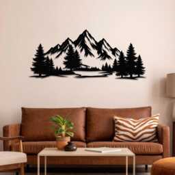 Mountain Forest Metal Decor, Oversized Wall Art, Branch Design Nature Home Accent - thumbnail 1