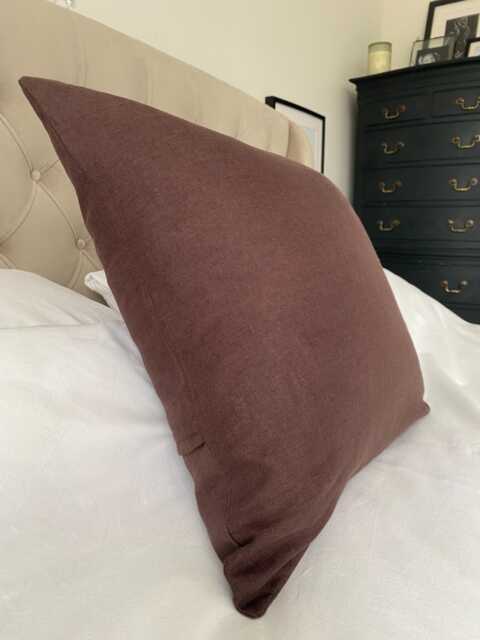 Dark Chocolate Brown Linen Pillow Cover Handmade Throw Cushion - image 1