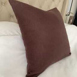 Dark Chocolate Brown Linen Pillow Cover Handmade Throw Cushion - thumbnail 3