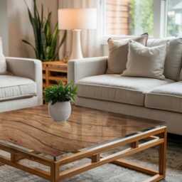 Natural Wood Pattern Glass Table Top, Brown Modern Tabletop, Protective Top For Tables, Minimalist Tabletop - thumbnail 3