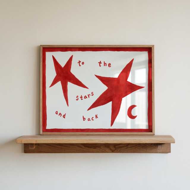Nursery Wall Art Print, Girls Room Decor, To The Stars & Back Hand Painted Poster, Kids Prints, Boys - image 1