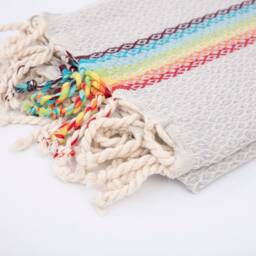 Cotton Hammam Beach Towel Gray Turkish Peshtemal, Sand Free - thumbnail 3