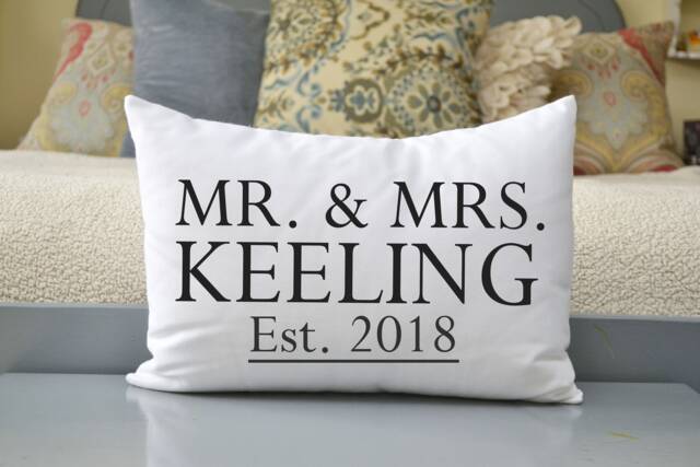 Cotton Anniversary, Best Romantic Gift, Closing Family Name Pillow, 2nd Selling, Gift For Him - image 1