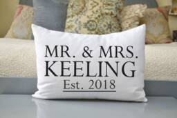Cotton Anniversary, Best Romantic Gift, Closing Family Name Pillow, 2nd Selling, Gift For Him - thumbnail 1