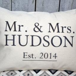 Cotton Anniversary, Best Romantic Gift, Closing Family Name Pillow, 2nd Selling, Gift For Him - thumbnail 2
