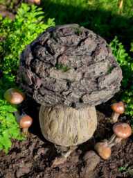 Resin Wood-Effect Mushroom Garden Decoration Ornament - thumbnail 1