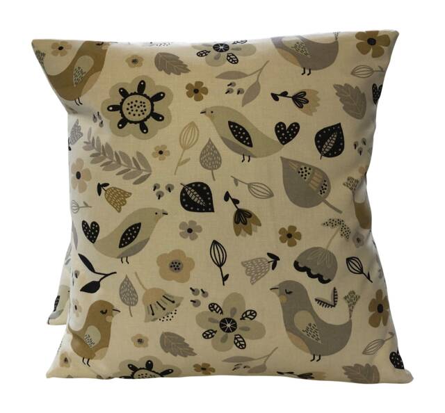 Floral Bird Print Cushion Covers Fryetts Dalarna Charcoal Grey, 16 - image 1