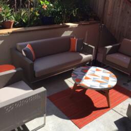Mid Century Modern Sunbrella?? Outdoor Pillow Cover, Gray & Tuscan Orange Cushion Covers For Pool Patio Decor - thumbnail 4