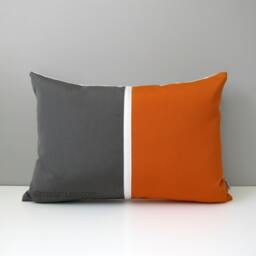 Mid Century Modern Sunbrella?? Outdoor Pillow Cover, Gray & Tuscan Orange Cushion Covers For Pool Patio Decor - thumbnail 2