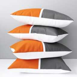Mid Century Modern Sunbrella?? Outdoor Pillow Cover, Gray & Tuscan Orange Cushion Covers For Pool Patio Decor - thumbnail 1