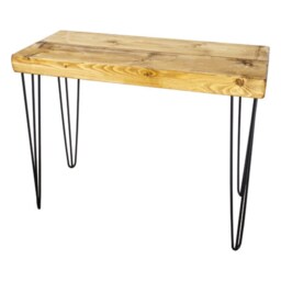Chunky Console Table With Hairpin Legs - Reclaimed Treated Timber Style Solid Wood Furniture 44cm X 4.4cm - thumbnail 2
