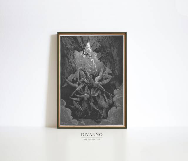 Dore Inferno Print, Mouth Of Hell Poster, Rebel Angels Gothic Halloween Wall Decor, Dark Academia Art, Digital Printable Gift - image 1