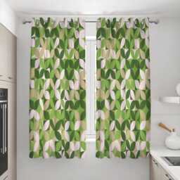 Green Geometric Curtains, Retro Mid Century Pattern Custom Made Drapes, Eyelet Or Rod Pocket Panels - thumbnail 3