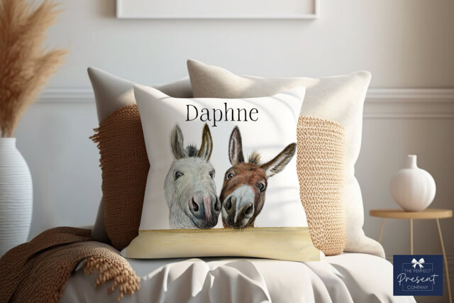 Personalised Donkey Cushion - Mothers Day Gift For Her Homeware Donkeys - image 1