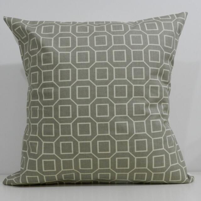 New 18x18 Inch Designer Handmade Pillow Cases in Taupe & Cream Geometric Pattern