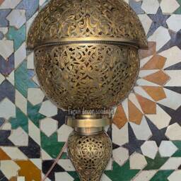 Moroccan Wall Sconce - Antique Brass Lamp Artisan Lighting Boho & Mediterranean Decor - thumbnail 2
