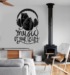 Wall Vinyl Music Headphones Listen To Your Heart Guaranteed Quality Decal Mural Art 1569Dz - thumbnail 1