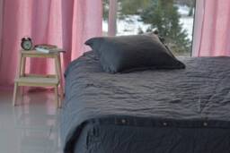 Duvet Cover Set & Pillow Oxford Graphite Color Stone Washed Seamless Full King Quilt Linen Duvet Cover Full