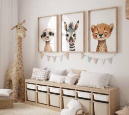 Safari Baby Animal Nursery Prints, Set Of 3, Prints, Wall Art, Prints For Nursery, Christmas Gift - thumbnail 1