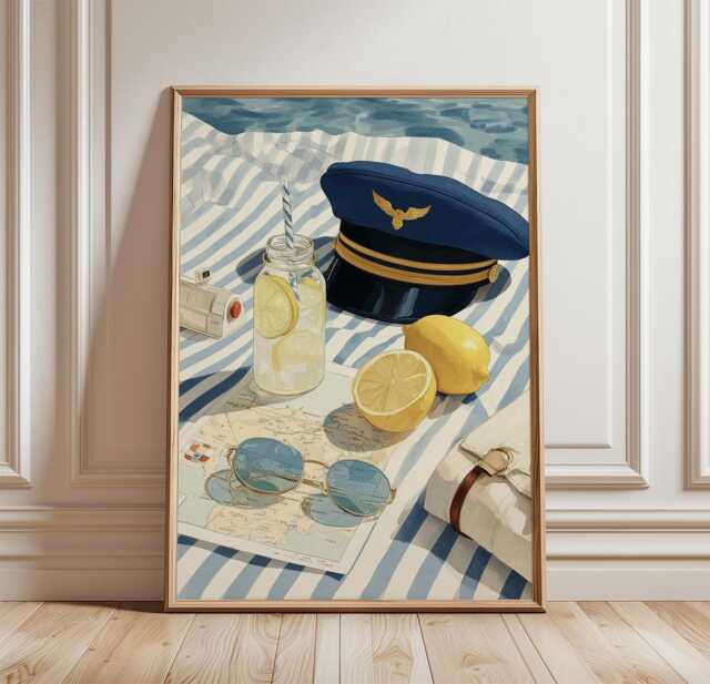 Nautical Summer Poster, Coastal Still Life Print, Beach Wall Art - image 1
