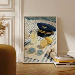 Nautical Summer Poster, Coastal Still Life Print, Beach Wall Art - thumbnail 3