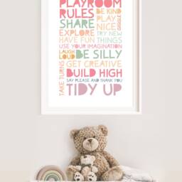 Playroom Rules Print, Pastel Prints, Nursery Wall Art, Girls Kids Room - thumbnail 2
