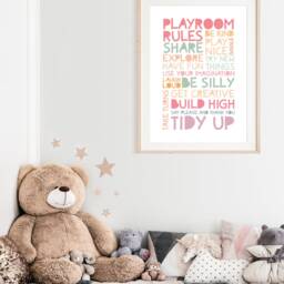 Playroom Rules Print, Pastel Prints, Nursery Wall Art, Girls Kids Room - thumbnail 3