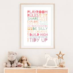 Playroom Rules Print, Pastel Prints, Nursery Wall Art, Girls Kids Room - thumbnail 4