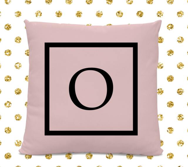 Initial Pillow - Letter With O Monogrammed Custom Throw Pink