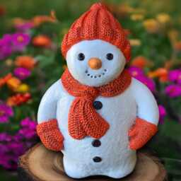 Stone Snowman Sculpture Concrete Statue Cement Winter Figure Handmade Decor Christmas Front Door Ornament - thumbnail 3