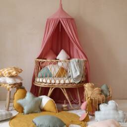 Cloud Pillow Mustard Check Muslin, Baby Nursery Decor - thumbnail 3