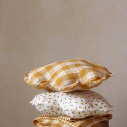 Cloud Pillow Mustard Check Muslin, Baby Nursery Decor - thumbnail 2