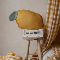 Cloud Pillow Mustard Check Muslin, Baby Nursery Decor - thumbnail 4