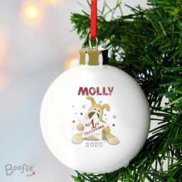 Personalised Boofle My 1st Christmas Bauble - New Baby Xmas Tree Decor Baby's First Keepsake - thumbnail 2