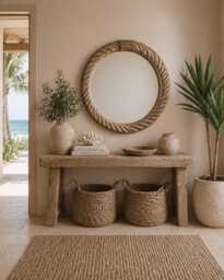 Extra Large Nautical Rope Mirror - Coastal Home Decor - 35.4 - thumbnail 1