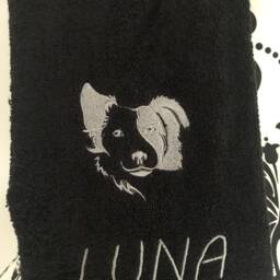 Collie Dog Towel - Personalised Face Cloth/Hand Bath Embroidered Dog & Text - thumbnail 4