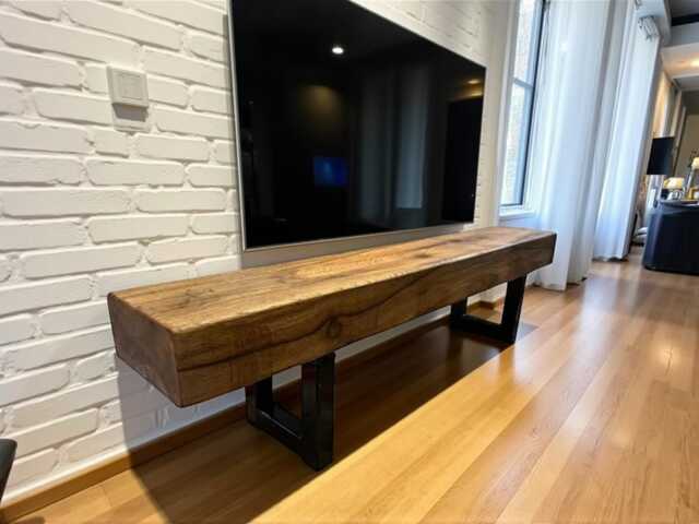 Rustic Oak Low Tv Stand Console Table From Solid - Home Decor Beautiful Chunky Wood Overall Height 30cm. Custom Lengths Available - image 1