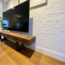 Rustic Oak Low Tv Stand Console Table From Solid - Home Decor Beautiful Chunky Wood Overall Height 30cm. Custom Lengths Available - thumbnail 3