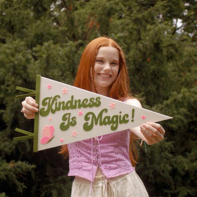 Kindness Is Magic Felt Pennant - Boho Flag Wall Art Decor Bedroom Banner Dorm - image 1