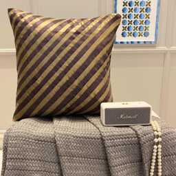 "Purple Art Silk Striped Decorative Throw Pillow Cover, 16""x16" - thumbnail 2