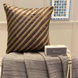 "Purple Art Silk Striped Decorative Throw Pillow Cover, 16""x16" - thumbnail 2