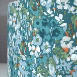 Teal Floral Lampshade, Impressionist Flower Print, Handmade Cotton Shade - 20-40cm Diameter - thumbnail 2