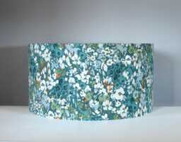 Teal Floral Lampshade, Impressionist Flower Print, Handmade Cotton Shade - 20-40cm Diameter