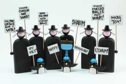 Picketing Rabbi Figure - Hanukkah Decoration Bar Mitzvah Or Bat Gift Seder Table Centerpiece Oy Vey Jewish Humor - thumbnail 1