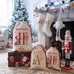 Personalised Nutcracker Christmas Santa Sack, Custom Fairy Stocking, Holiday Linen Gift Bag, Ceramic Bauble - thumbnail 1