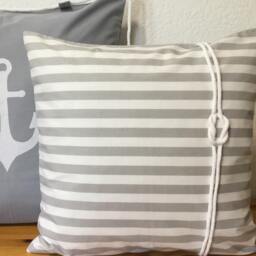 1x Maritime Cushion Cover, Country Style Pillow Sailor's Knot Gray/White - thumbnail 2