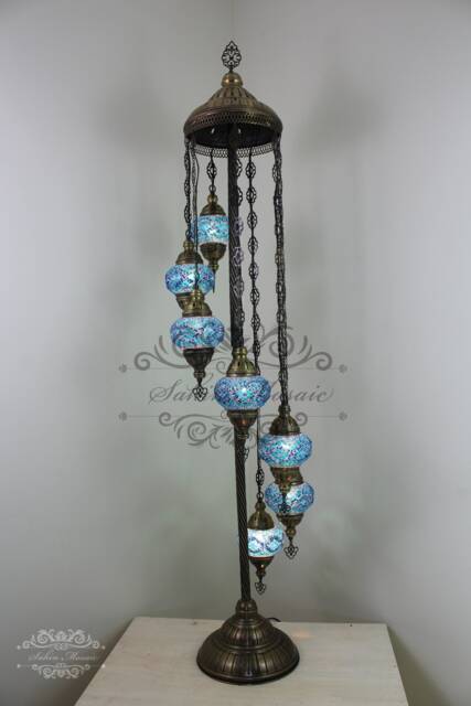 7 Ball Turkish Mosaic Floor Lamp With Large Globes, Lambader - image 1