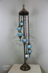 7 Ball Turkish Mosaic Floor Lamp With Large Globes, Lambader - thumbnail 1