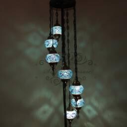 7 Ball Turkish Mosaic Floor Lamp With Large Globes, Lambader - thumbnail 2