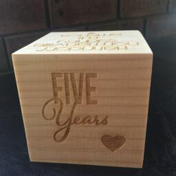Anniversary Keepsake Cube - 90x90mm Solid Pine Wood With Your Special Couple Details Etched On 5 Sides. Customised For You Best Gift Ever - thumbnail 2